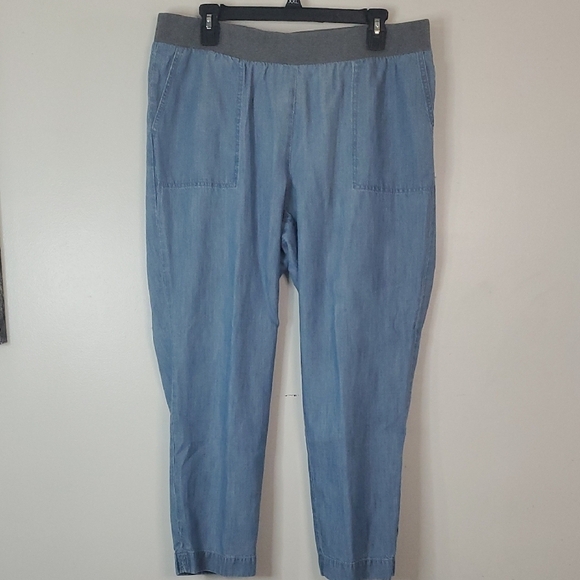 J. Jill Pants - J.Jill Lyocell‑Cotton Pull‑On Pants • Light Chambray • Size L Petite